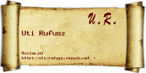 Uti Rufusz névjegykártya